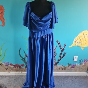 SHEIN Royal Blue Maxi Dress with Draped Cowl Neck